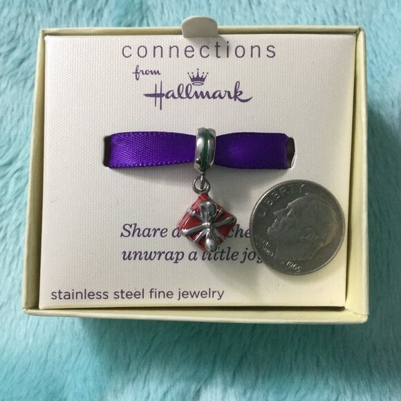 Hallmark Connections Gift Box Bead Charm Retired Jacmel Stainless Steel - Picture 8 of 11
